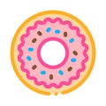 Donut Delicious Baked Snack Icon Thin Line Vector