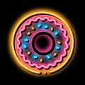 Donut Delicious Baked Snack neon glow icon illustration