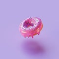 Donut. Delicious pink donut with glaze and sprinkles. Isolated. Beautiful illustration pink donut