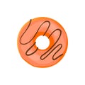 Donut delicious with sprinkles isolated on white background. Vector doughnut icon.