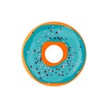 Donut delicious with sprinkles isolated on white background. Vector doughnut icon.