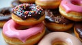 Donut Delight: Assorted Glazed Doughnuts with Colorful Sprinkles (Generated using AI) Royalty Free Stock Photo