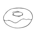 Donut doodles. Hand drawn vector illustration. Donut isolated on white background. Line art.