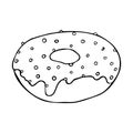 Donut doodles. Hand drawn vector illustration. Donut isolated on white background. Line art