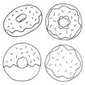 donut doodles set hand drawn illustration