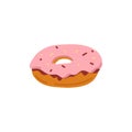 Donut. Doughnaut fast food breakfast. Glazed candy snack. vector baked delicious.