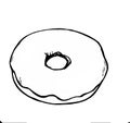 Donut drawn with a black outline Royalty Free Stock Photo