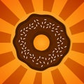Donut flat vector illustration.Glazed cool donuts with topping.