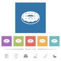 Donut flat white icons in square backgrounds