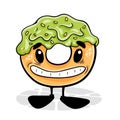 Donut. Funnny cartoon character. Vector isolated background