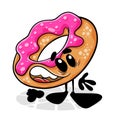 Donut. Funnny cartoon character. Vector isolated background