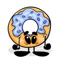 Donut. Funnny cartoon character. Vector isolated background