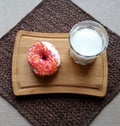 Donut with glass of milk