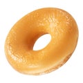 Donut with glaze isolated on white background. One Doughnut Original American round with glossy yellow