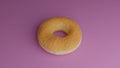 Donut without glaze on a pink background side view