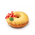 Donut glazed with honey and pomegranate. View from a forty-five degree angle. Isolated image Royalty Free Stock Photo