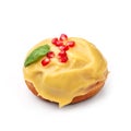 Donut glazed with honey and pomegranate. View from a forty-five degree angle. Isolated image Royalty Free Stock Photo