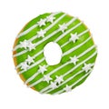 Donut with green icing and sprinkles isolated on white Royalty Free Stock Photo