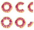 Donut, donut half, donut piece isolated on a white background. Vector, cartoon illustration