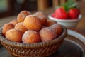 Donut holes covered in vanilla sugar Royalty Free Stock Photo