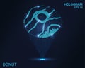 Donut hologram. A holographic projection of a doughnut. A flickering energy stream of particles. Research design the donut