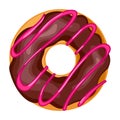 Donut with icing icon, chocolate pastry doughnut Royalty Free Stock Photo