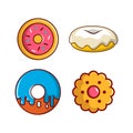 Donut icon set, cartoon style Royalty Free Stock Photo