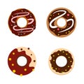 Donut icon set, flat style Royalty Free Stock Photo