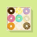Donut icon set, Flat vector illustration Royalty Free Stock Photo