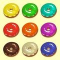 Donut icon set. Vector illustration Royalty Free Stock Photo