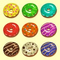 Donut icon set. Vector illustration Royalty Free Stock Photo