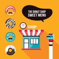 Donut icons Delicious dessert Food ordering Cafe shop facade