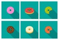 Donut icons in flat style, vector