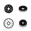 Donut icons in silhouette style, vector