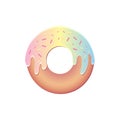 Donut isolated on a white background in the vector. Cute, colorful and glossy donuts with rainbow glaze and multicolored powder. Royalty Free Stock Photo
