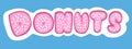 Donut lettering in cartoon flat style