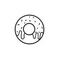 Donut line icon, food and sweet, cake sign, graphics, a linear pattern on a white background