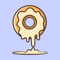 Donut melted illustration with outline Premium Vector.