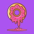 Donut melted illustration with outline Premium Vector. sweet donut melted vector illustration.