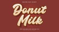 Donut Milk 3D Cartoon Style editable text effect Royalty Free Stock Photo