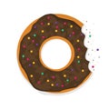 Donut with a mouth bite isolated on white background. vector illustration in flat style