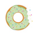 Donut with a mouth bite isolated on white background. vector illustration in flat style Royalty Free Stock Photo