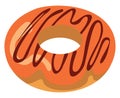 Donut with orange cream and caramel, icon