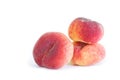 Donut peach on white background. Flat peach, doughnut peach, donut peach or Saturn peach