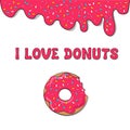 Donut picture for T-shirt, print donut with pink frosting,