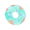 Donut with pink glaze and colorful sprinkles isolated on a white background. Royalty Free Stock Photo