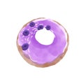 Donut with pink glaze and colorful sprinkles isolated on a white background.  illustration. Royalty Free Stock Photo