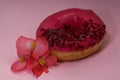 Donut With Pink Icing And Colored Sprinkles,