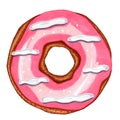 Donut with pink icing on a white isolated background Royalty Free Stock Photo