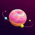 Donut planet. Fantasy space illustration.